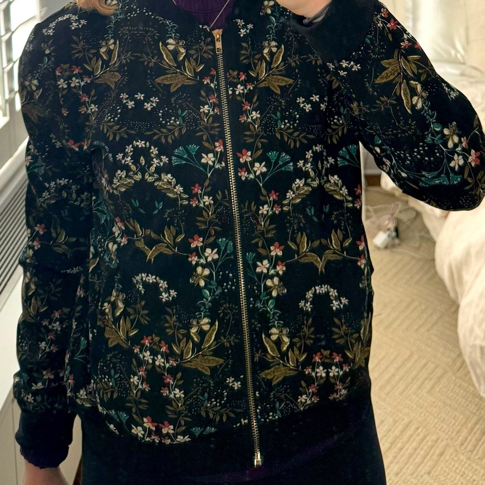 Flower print light weight bomber jacket